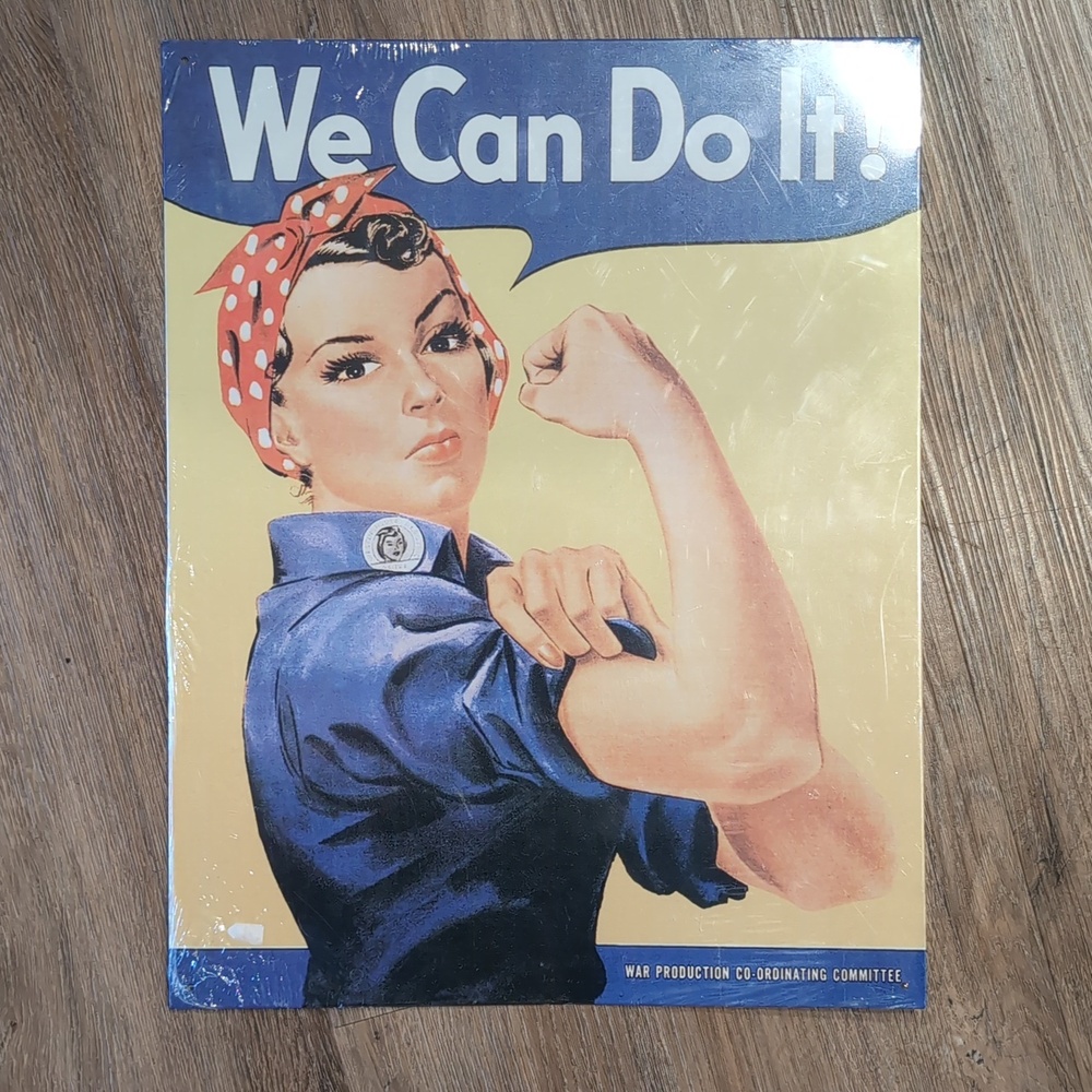 Rosie The Riveter " We Can Do It" Defense Woorkers Metal Sign 16" X 12"